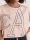 Укорочена футболка персикового кольору з вишитими літерами | 6806221 | фото 4