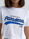 Укорочена футболка молочного кольору з написом Pasadena | 6806226 | фото 4