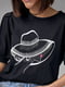 Чорна футболка з рукавами-ліхтариками та принтом “Капелюшки” | 6806232 | фото 4