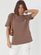 Трикотажна коричнева футболка з лаконічною вишивкою | 6806248 | фото 6