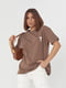 Трикотажна коричнева футболка з лаконічною вишивкою | 6806248 | фото 8