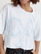 Укорочена футболка молочного кольору з вишитими літерами | 6806254 | фото 4
