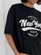 Чорна трикотажна футболка з принтом New York | 6806280 | фото 3