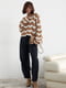 Ажурний светр кавового кольору з хвилястим візерунком  | 6806302 | фото 3