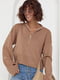 Укорочений светр з блискавкою на горловині світло - коричневий | 6806312 | фото 4