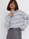 Світло-сірий трикотажний светр оверсайз в смужку | 6806317 | фото 4