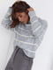 Світло-сірий трикотажний светр оверсайз в смужку | 6806317 | фото 5