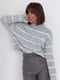 Світло-сірий трикотажний светр оверсайз в смужку | 6806317 | фото 6
