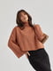 Однотонний светр з високою горловиною та розширеними рукавами світло-коричневий | 6806330 | фото 5