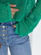 В'язаний светр-сітка прямого крою зелений | 6806332 | фото 4
