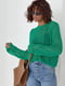 В'язаний светр-сітка прямого крою зелений | 6806332 | фото 5