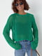 В'язаний светр-сітка прямого крою зелений | 6806332 | фото 6