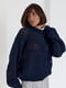 В'язаний светр у велику сітку темно - синій | 6806351 | фото 5