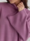 Однотонний светр з високою горловиною та розширеними рукавами лавандовий | 6806395 | фото 4