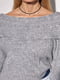 Фактурний светр з відкритими плечима сірий | 6806443 | фото 4