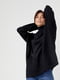 Чорний трикотажний светр oversize з розрізами з боків | 6806455 | фото 8