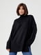 Чорний трикотажний светр oversize з розрізами з боків | 6806455 | фото 9