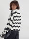 Ажурний светр з хвилястим візерунком молочний | 6806483 | фото 2
