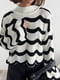 Ажурний светр з хвилястим візерунком молочний | 6806483 | фото 4