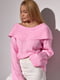 Фактурний светр з відкритими плечима рожевий | 6806485