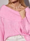 Фактурний светр з відкритими плечима рожевий | 6806485 | фото 4