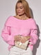 Фактурний светр з відкритими плечима рожевий | 6806485 | фото 6