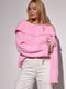 Фактурний светр з відкритими плечима рожевий | 6806485 | фото 7