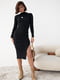Базова сукня міді в рубчик із розрізом чорна | 6806629 | фото 2
