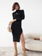 Базова сукня міді в рубчик із розрізом чорна | 6806629 | фото 5
