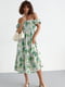Літня сукня в квітковий візерунок з відкритими плечима зелена | 6806653 | фото 6