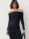 Силуетна сукня з драпіруванням і відкритими плечима чорна | 6806660 | фото 3