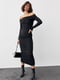 Силуетна сукня з драпіруванням і відкритими плечима чорна | 6806660 | фото 6