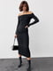 Силуетна сукня з драпіруванням і відкритими плечима чорна | 6806660 | фото 7