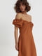 Сукня міні з рукавами-ліхтариками світло-коричнева | 6806667 | фото 3