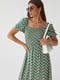 Довга сукня з еластичним поясом зелена | 6806672 | фото 3