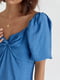 Сукня міні з рукавами-ліхтариками синя | 6806686 | фото 4