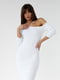 Облягаюча сукня з відкритими плечима молочна | 6806689 | фото 3