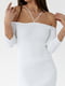 Облягаюча сукня з відкритими плечима молочна | 6806689 | фото 4