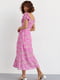Літня рожева сукня міді з куліскою в квітковий принт | 6806702 | фото 2