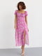 Літня рожева сукня міді з куліскою в квітковий принт | 6806702 | фото 3
