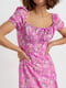 Літня рожева сукня міді з куліскою в квітковий принт | 6806702 | фото 4