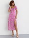 Літня рожева сукня міді з куліскою в квітковий принт | 6806702 | фото 5