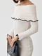 Силуетна сукня в рубчик з відкритими плечима молочна | 6806703 | фото 4