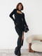 Силуетна сукня міді в рубчик з вирізом над декольте чорна | 6806705 | фото 4