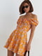 Літня сукня міні в квітковий принт помаранчева | 6806708 | фото 3