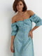 Літня сукня на гудзиках і з відкритими плечима синя | 6806709 | фото 3