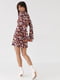 Сукня міні розширеного силуету з квітковим принтом коричнева | 6806711 | фото 2