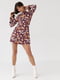 Сукня міні розширеного силуету з квітковим принтом коричнева | 6806711 | фото 5