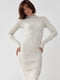 Базова сукня міді в рубчик із розрізом молочна | 6806714 | фото 4