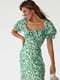 Квіткова сукня міді із розрізом зелена | 6806719 | фото 2